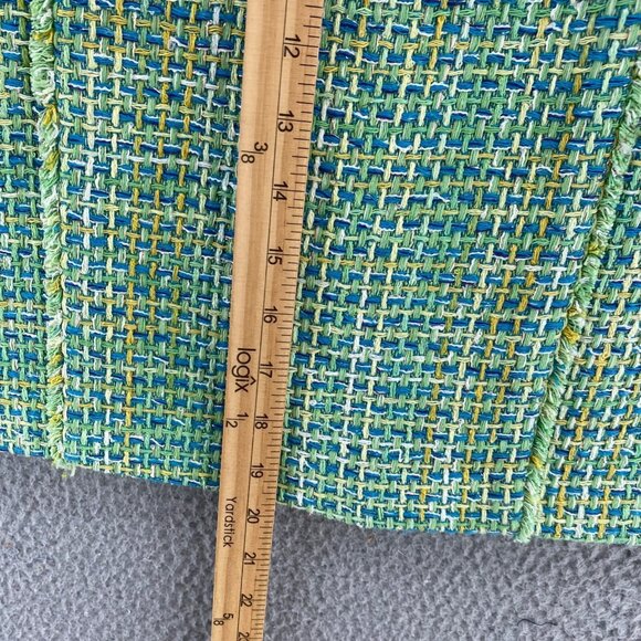 J McLaughlin Skirt Womens 8 Green Blue Tweed Silk Shimmer Fringe Mini Everyday - Picture 7 of 10